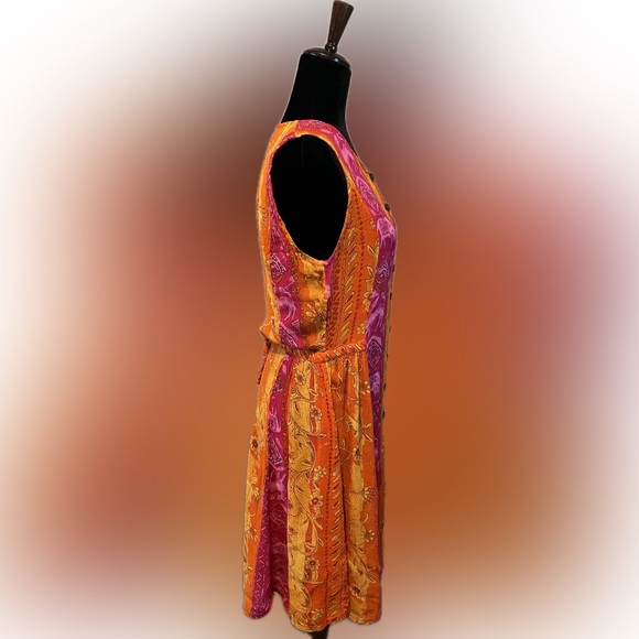 90’s Boho Vibrant Pink and Orange Sleeveless Dress size M - Picture 2 of 9